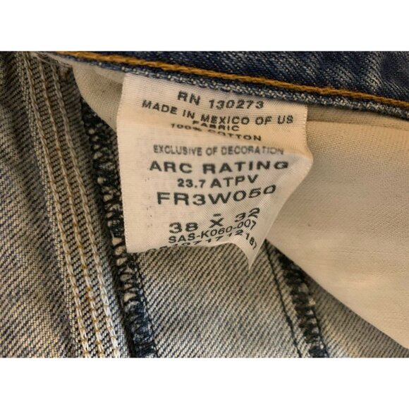 WRANGLER FR‎ Jeans Men’s Sz 38 x 32 Distressed Torn Frayed Flame Resistan… - Picture 2 of 12